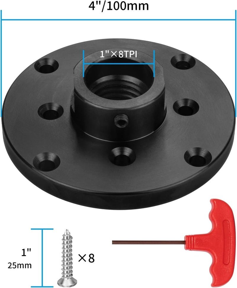 DEEFIINE 4'' Steel Wood Lathe Faceplate Chucks,Faceplate for Wood Lathe,Lathe Face Plate Fit for 1'' x 8TPI Spindle without Screwchuck - Image 2